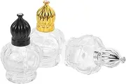 FRCOLOR 3pcs Vintage Glass Roll Bottles with Elegant Crown Caps Refillable Decorative Perfume Vials for Essential Oils Smooth Application and Even Distribution Portable Travel