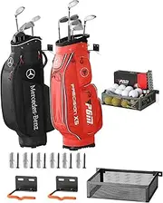 Rackgolfic Wall Mount: Golf Bag Storage Rack, Holder for Garage, Heavy Duty Hanger Holds 2 Bags