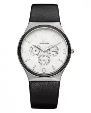 Danish Design IQ12Q994 Silver Dial Titanium Leather Day/Date Quartz Men's Watch