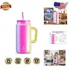 Reusable 64 oz Tumbler with Easy-Grip Handle & Non-Slip Base - Carnival Color