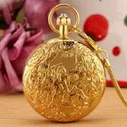 Luxury Pure Copper Automatic Pocket Watch Full Gold Self-Winding Pendant Chain