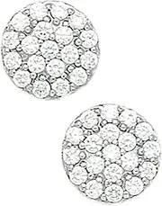 [JewelryWeb] 14k White Gold CZ Simulated Diamond Big Cluster Flower Fancy Post Earrings 11x11mm Stud Earring for Women