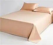 Flat Sheet Single/Twin Queen King Size Bed Soft 100% Long Staple Cotton Top Sheets 500TC Sateen Soft and Breathable Hotel Luxury Bedding Bed Sheets(Khaki,245x270cm+48x74cm x2)