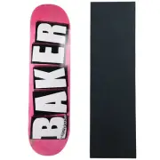Baker Skateboard Deck Logo Veneers B2 Pink 8.5" x 32.5" with Grip