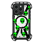 iPhone 16 Pro Ultra Bounce Case MagSafe Compatible Cute Green UFO Space Alien Drawing Pattern