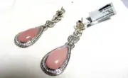 David Yurman Sterling Silver Moonstone & Diamond Teardrop AuJou Drop Earrings