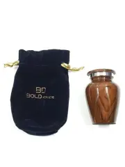 Bold and Devine (BD) Woodgrain Keepsake Miniature 2.75in 4 Pack Urns with Bags