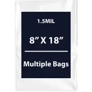 1.5Mil 8" X 18" | LDPE Clear Flat Poly Bags, Flexible & Durable | Multiple Bags