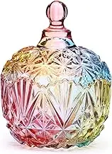 Danmu Colorful Glass Storage Jar with Lid, Candy & Cookie Jar, Jewelry Box, Buffet & Biscuit Containers (260ml / 9oz)
