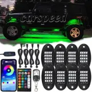 8 Pod RGB LED Rock Light Underbody Glow Lamp Bluetooth App Control Music Active