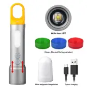 Laser LEP Flashlight Green Blue Red Light Soft COB Lamp Lantern USB Rechargeable