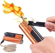 Flint and Steel Fire Starter Kit 7-in-1 Ferro Rod Fire Steel Bushcraft Equipment 4.3", Portable Survival Magnesium Kit with 36" Waterproof Wick Rope,Multi Tool Scraper, Compass for Camping Hiking
