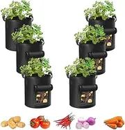 ADORMA 6-Pack 10 Gallon Potato Grow Bags, Heavy Duty Fabric Pots with Handles,300G Thickened Nonwoven Pots for Plants