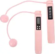 WHAMVOX 1 Pair Cordless Counting Jump Rope Handles Jumping Intelligent Rope Dip Jump Rope Counter Ropes Skipping Barbell Beaded Cable Machine Thick Cord Lifting Belt Adjustable Abs Pink