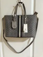 Tory Burch Gemini Link Canvas Small Tote ~ Grey Heron - NWT