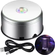 7 LED Rotating Display Stand Light Colorful Crystal Base Cup Turner Platform 360