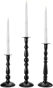 Candle Holder, Image 3 Pcs Matte Black Taper Candle Holder, Rust-Proof, Non-Slip and Durable, Metal Taper Candle Stick Holders for Home Décor, Wedding, Birthday and Anniversary
