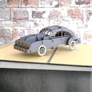 Grey Vintage Car 3D Pop Up Greeting Card