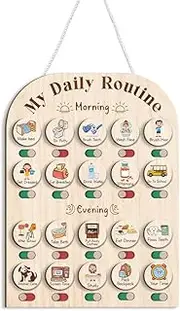 Wooden Daily Routine Chart 11x15", to Do Chart for Kids, Wooden Chore Chart for Kids, Routine Chart for Toddlers, Morning Bedtime Routine Chart for Toddlers