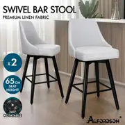 ALFORDSON 2x Swivel Bar Stools Kitchen Dining Chair Cafe Metal Light Grey