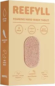 Reefyll Foaming Hand Soap Refill Tablets Dissolvable Plastic Free Hand Wash Pods Just Add Water Juicy Orange Scent 3 Tablets