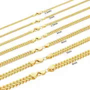 10k Yellow Gold 1.5mm-6mm Franco Box Necklace Bracelet Chain Mens Womens 7"- 30"