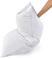 White Goose Feather Bed Pillow 2 Pack - 600 Thread Count Egyptian Cotton, Medium Firm,Soft Support King Size,White Solid (King:2 Pillows)