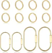 [SynHHergyx] 4pcs Brass Key Ring, Gold Key Ring with 8 Flat Rings Keychain Clip Durable Lock Clips Keys Chain Rings Simple Style Car Keychains for Keys & Bags