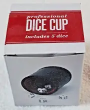 Professional Dice Cup Game with Five Dice Dark Stitched Leather Brand NEW
