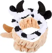 VALICLUD 2Pcs Cute Cow Ear Face Wash Headbands for Women Soft and Comfortable Cartoon Makeup Headband for Skincare Elastic Design Durable Material for Daily Use