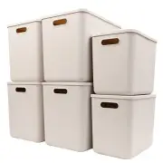 Plastic Storage Baskets With Lid Organizing Container Lidded Knit Storage Org...