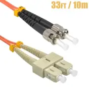 33FT 10m ST to SC Duplex Multi Mode 62.5/125 Fiber Optic Optical Patch Cable