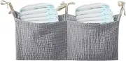 Baby Bedside Storage Bag - Portable Bedside Bag Diaper Nursery Crib Organizer - Cotton Multiple-Use Baby Bedding Organizing Bag with 2 Pockets for Nappy