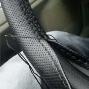 Car Steering Wheel 38cm Braid Cover Needles And Thread Artificial Leather Covers Suite 3 Color Diy Texture Soft Auto Accessories Black and Black