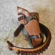 WESTERN LEATHER HOLSTER GUN BELT 44 / 45 BROWN RIGHT HAND COWBOY REVOLVER PISTOL