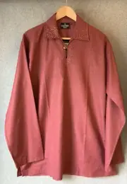Roopam Sarees Tunic Top Kurta India Sz 44 Dark Rose Embroidery Button