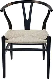SK Designer Living Replica Hans Wegner Wishbone Chair - Black & Natural