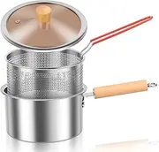 Deep Fryer Pot Stainless Steel Deep Fryer with Basket and Handle Small Deep Fryer Stainless Steel Frying Pot for French Fries Shrimp Chicken Wings and Shrimp (01)