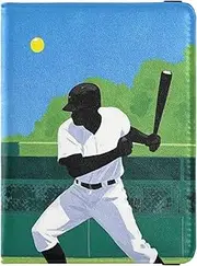 [Amooorous] Handsome Baseball Player Leather decorative passport holder for travel Vaccine Card Holder Cover Combo Passport Cover with RFID Blocking Lightweight, Handsome baseball player, 1 size