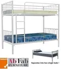 BUNK_BED - FLASH SINGLE BUNK BED METAL STEEL IN WHITE - 90cm HEAD ROOM