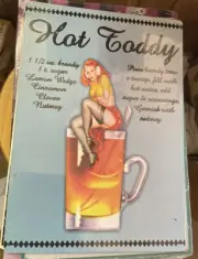 Hot Toddy Recipe Metal Sign Pin-up Bar Pub Kitchen Decor Girl Tin Tacker Babe