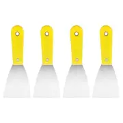 4pcs Carbon Steel Putty Knife 3" Plastic Handle Drywall Putty Scraper Yellow