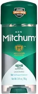 Mitchum Advanced Control Unscented Gel, Anti-Perspirant & Deodarant 3.4 Oz (Pack Of 5)