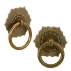 2 pcs Antique Bronze Brass Drawer Knob, Back Plate Drop Ring Pulls, Dresser