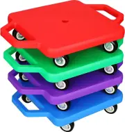 4-Piece Sports Scooter Board Set with Handles Plastic Casters for Kids Indoor