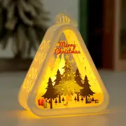 White Christmas tree Charming Christmas Scene Mini Lanterns (Set of 3) - Battery Operated LED Lights for a Cozy Holiday Glow