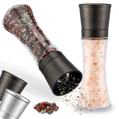 ® Premium Gunmetal Salt and Pepper Grinder Set | Large Manual Ceramic Grinder...