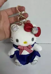 Hello Kitty - Sparkling Plush KEYCHAIN/BACKPACK CLIP- Blue Skirt - NEW!