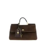 [Dolce & Gabbana] Dolce & Gabbana My Sicily Padlock-embellished Suede Tote Bag ONE SIZE BROWN