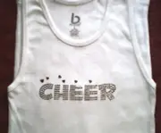 Cheerleader Silver sequin 'Cheer' with hearts on white tank top- CLEARANCE SALE